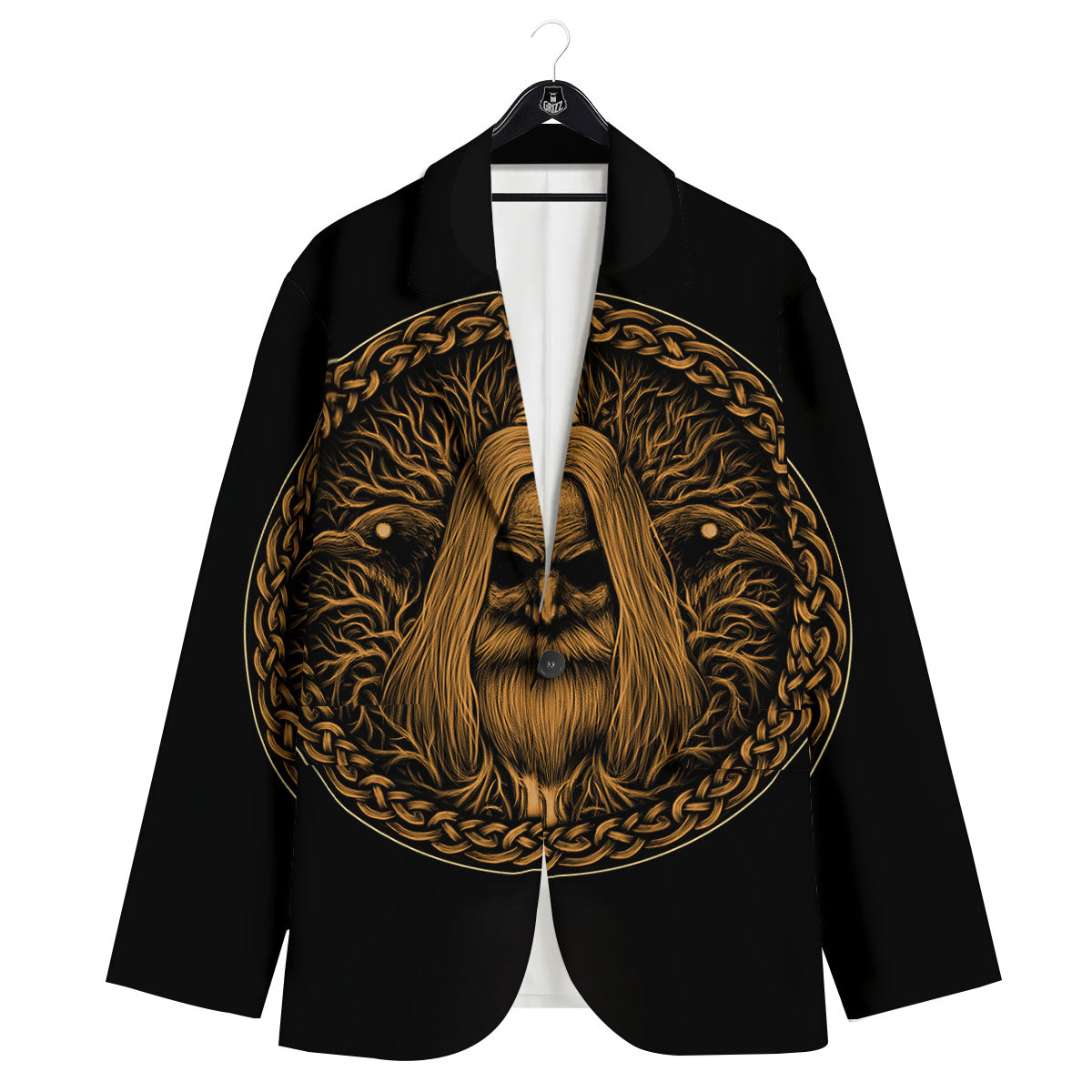 Odin Gold With Muninn And Huginn Print Men's Sport Coat-grizzshop