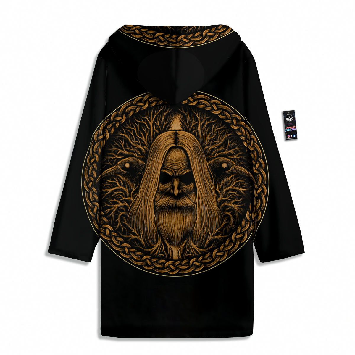 Odin Gold With Muninn And Huginn Print Men's Windbreaker Jacket-grizzshop