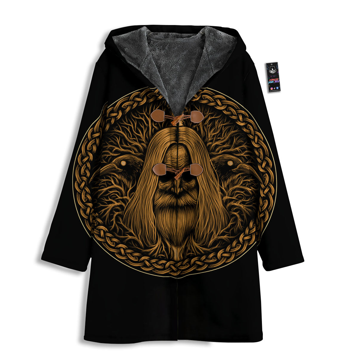 Odin Gold With Muninn And Huginn Print Men's Windbreaker Jacket-grizzshop
