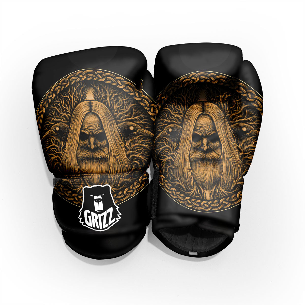 Odin Gold With Muninn And Huginn Print Pro Boxing Glove
