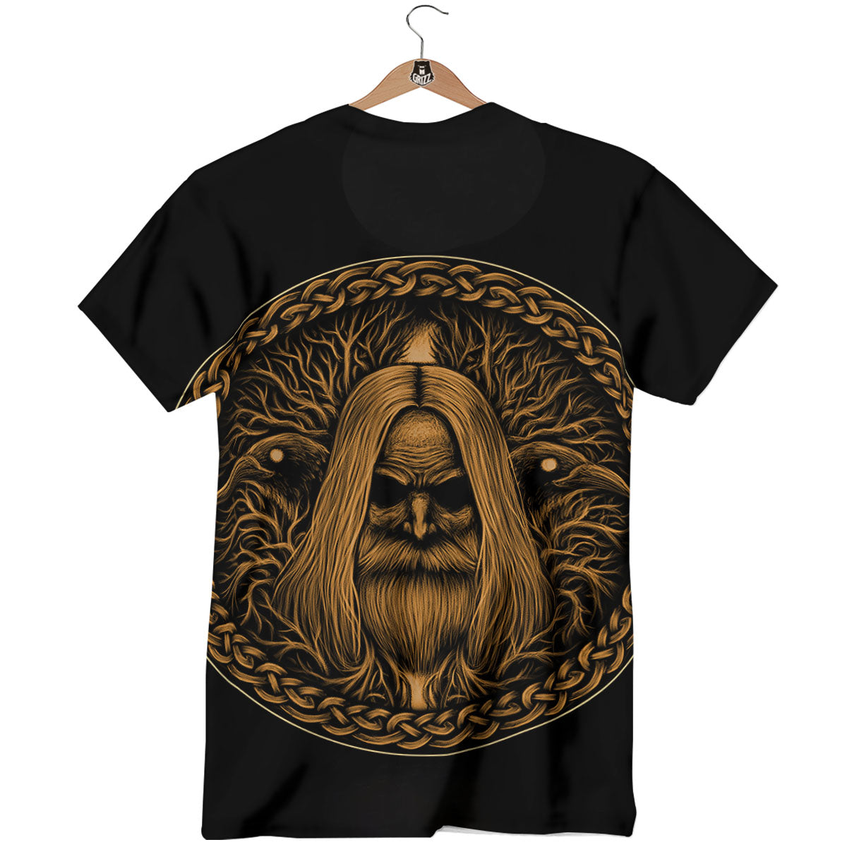 Odin Gold With Muninn And Huginn Print T-Shirt-grizzshop