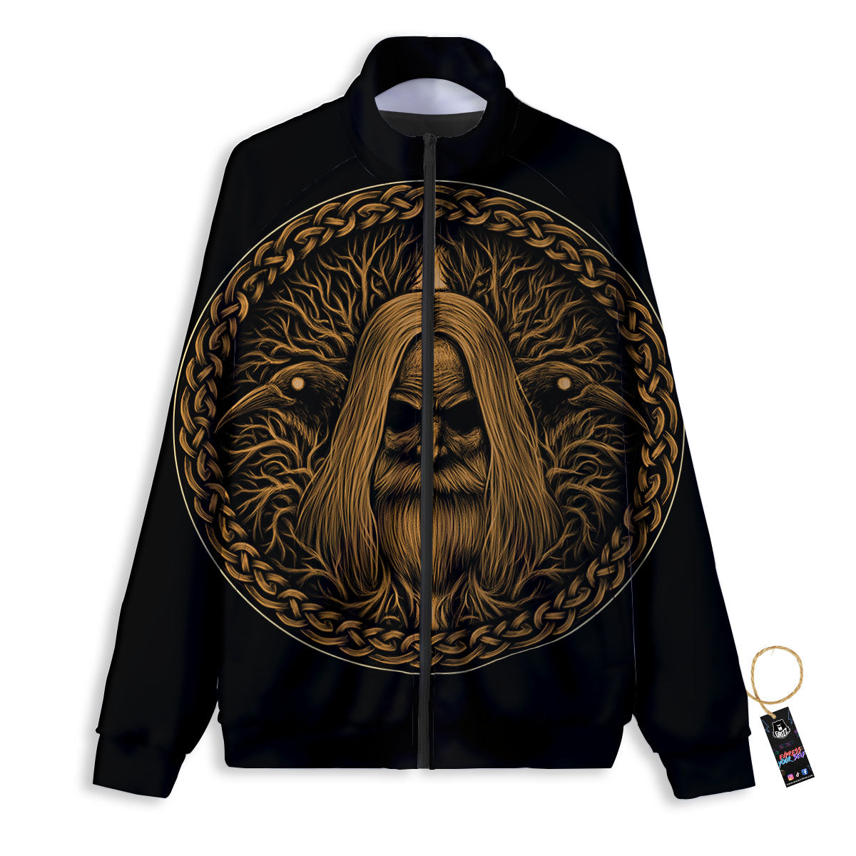 Odin Gold With Muninn And Huginn Print Track Jacket-grizzshop