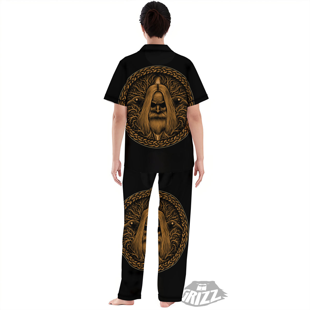 Odin Gold With Muninn And Huginn Print Women's Pajamas Set-grizzshop