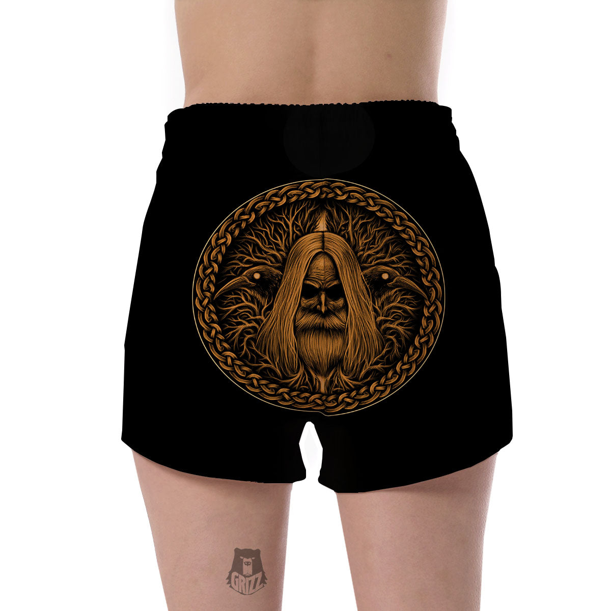 Odin Gold With Muninn And Huginn Print Women's Shorts-grizzshop