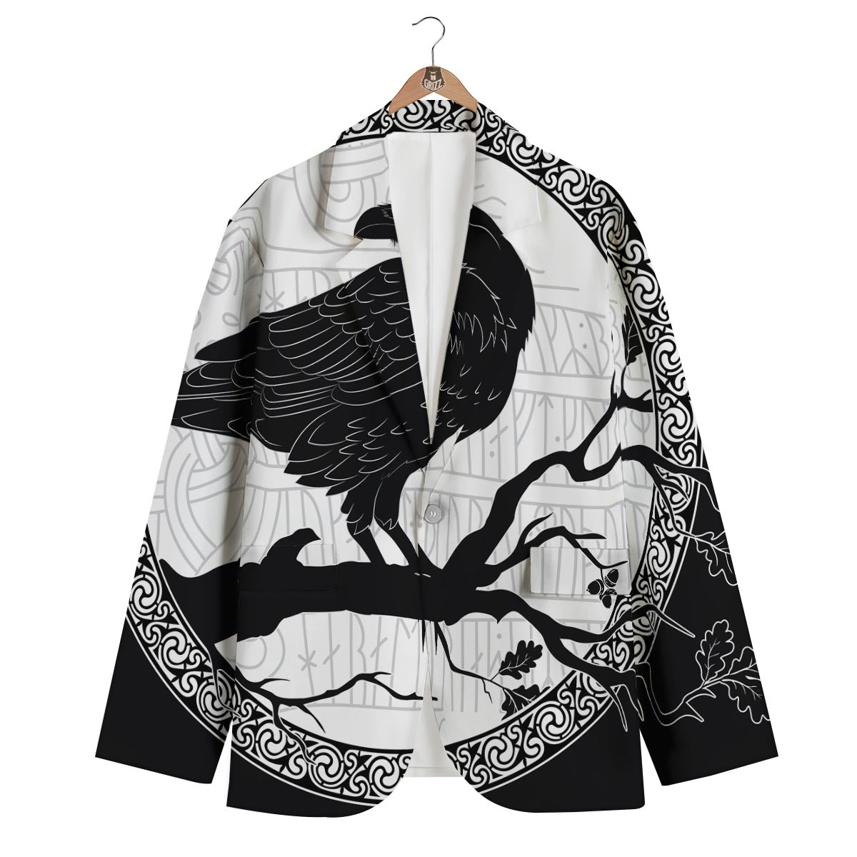 Odin Raven Viking Norse Men's Blazer-grizzshop