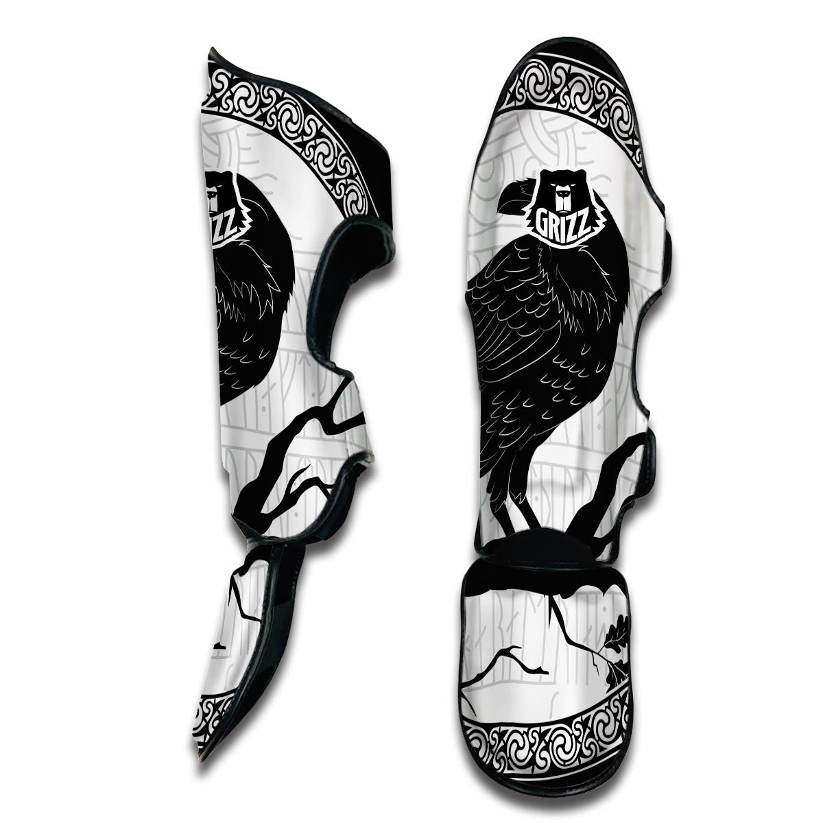 Odin Raven Viking Norse Muay Thai Shin Guards-grizzshop