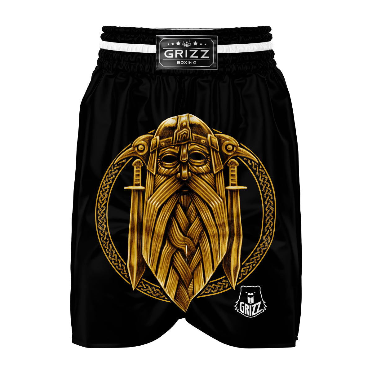 Odin Viking Sword Raven Print Boxing Shorts-grizzshop