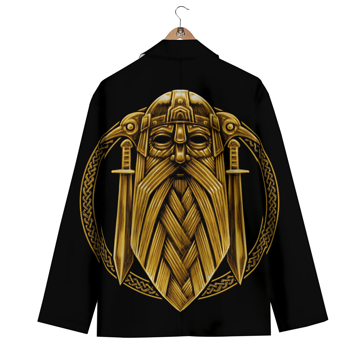 Odin Viking Sword Raven Print Men's Blazer-grizzshop