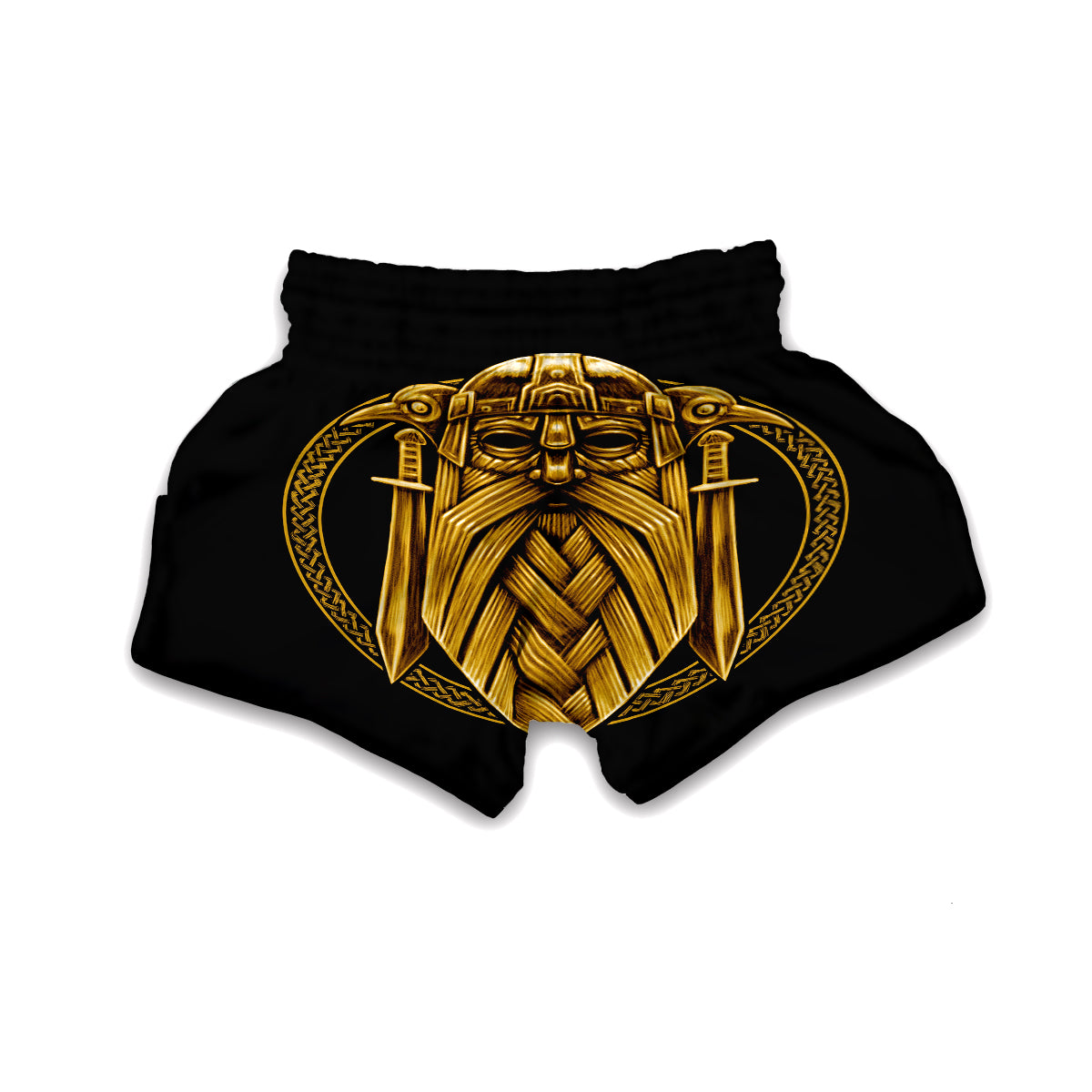 Odin Viking Sword Raven Print Muay Thai Boxing Shorts-grizzshop