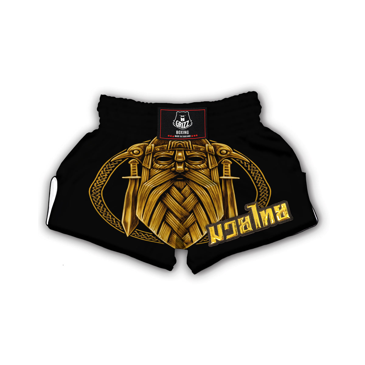 Odin Viking Sword Raven Print Muay Thai Boxing Shorts-grizzshop