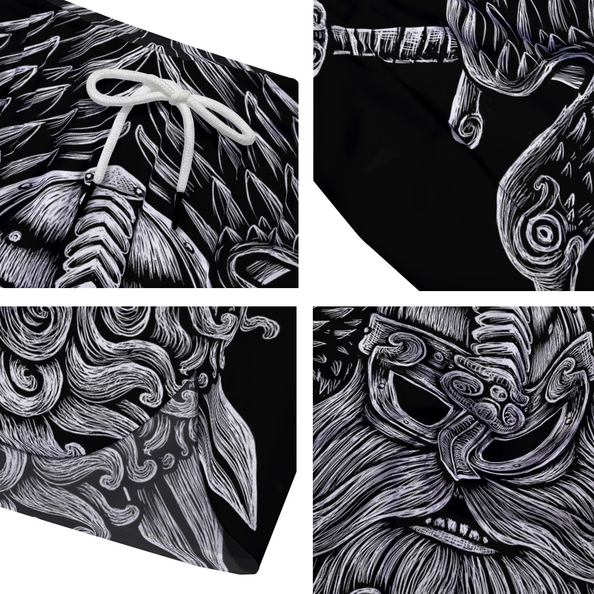 Odin With Crows White And Black Print Men's Running Shorts-grizzshop