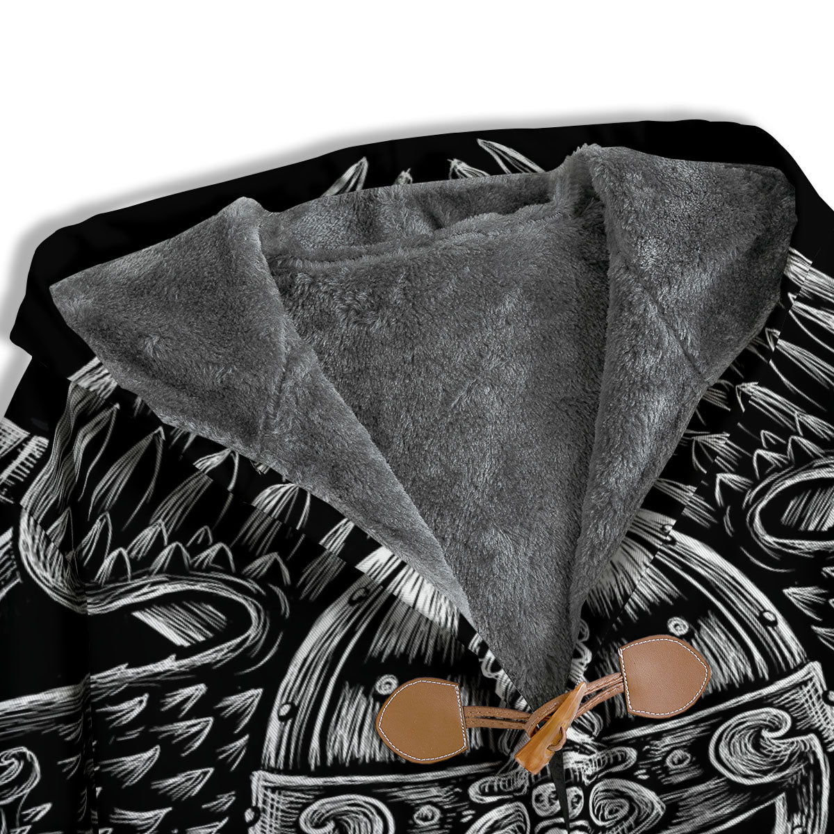 Odin With Crows White And Black Print Men's Windbreaker Jacket-grizzshop