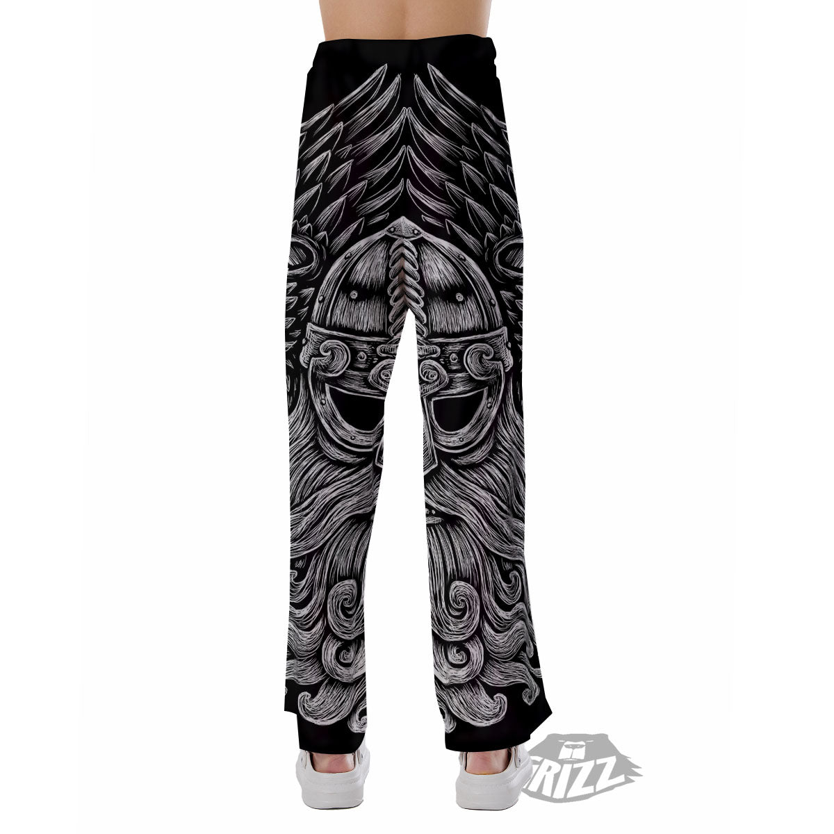 Odin With Crows White And Black Print Pajama Pants-grizzshop