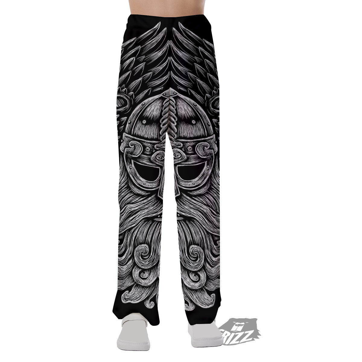 Odin With Crows White And Black Print Pajama Pants-grizzshop