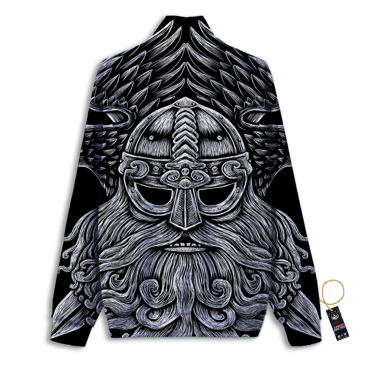 Odin With Crows White And Black Print Track Jacket-grizzshop