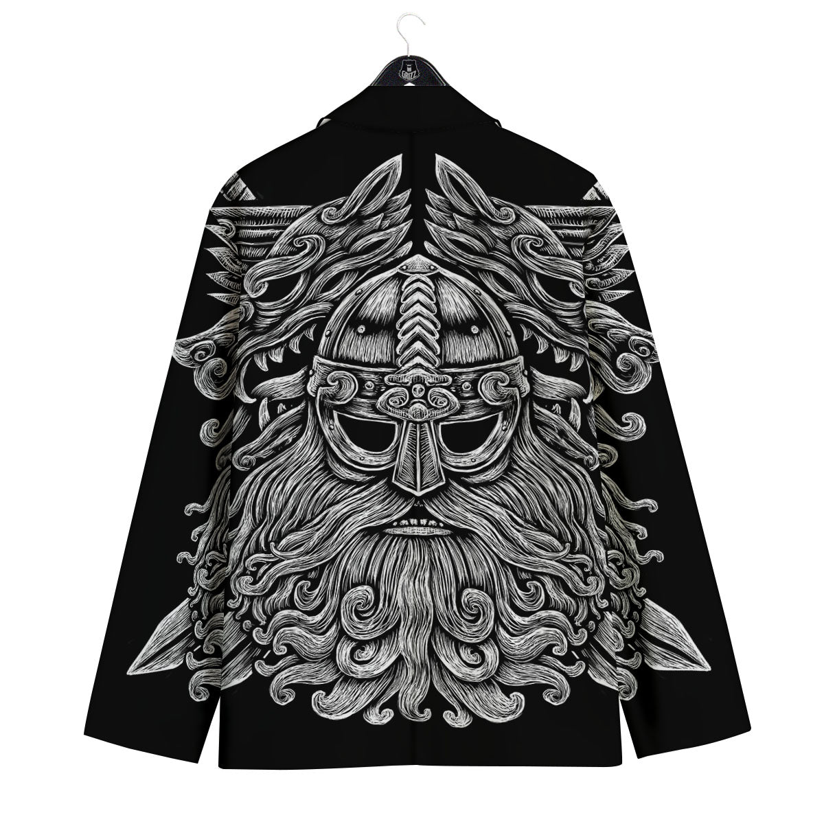 Odin With Wolfs White And Black Print Men's Sport Coat-grizzshop