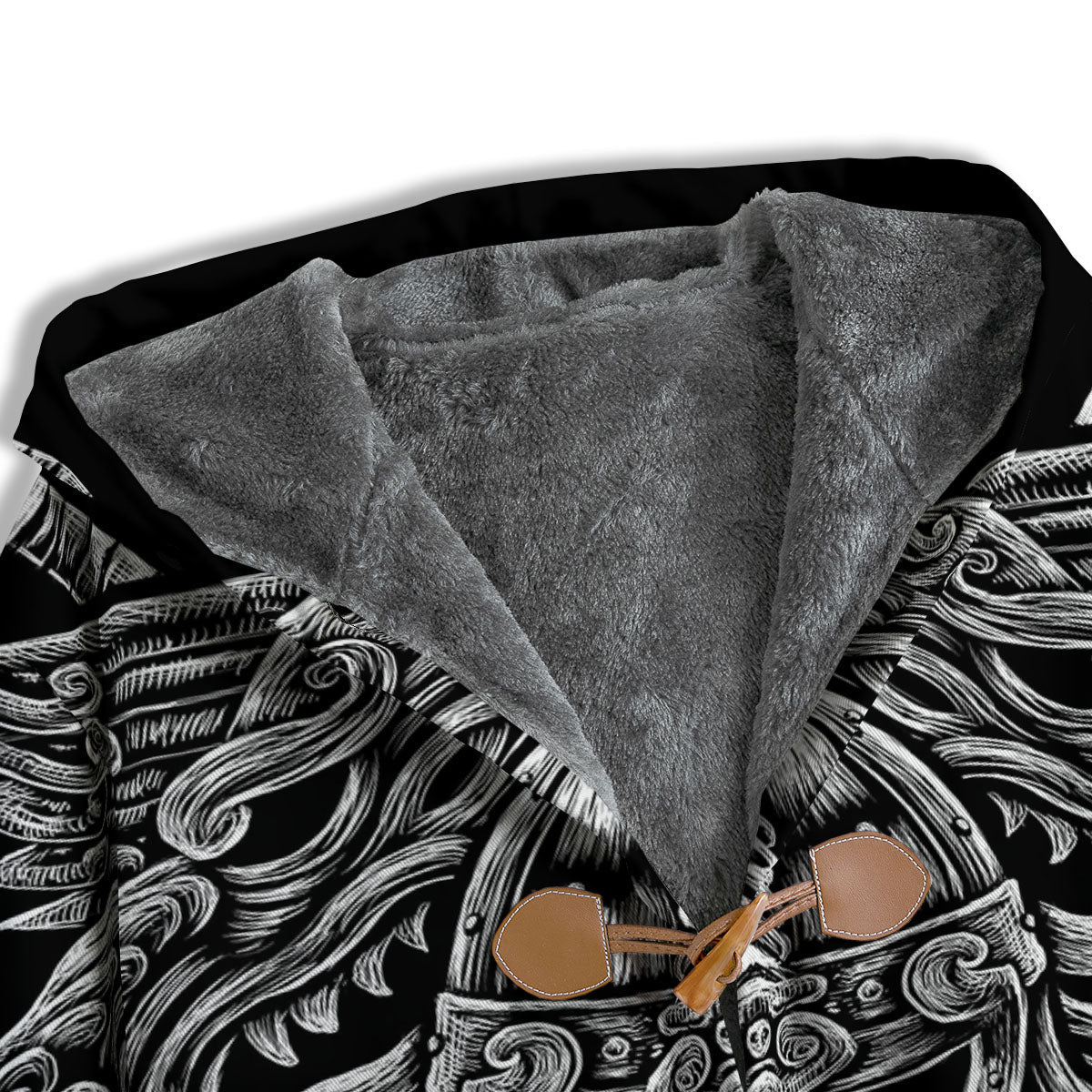 Odin With Wolfs White And Black Print Men's Windbreaker Jacket-grizzshop