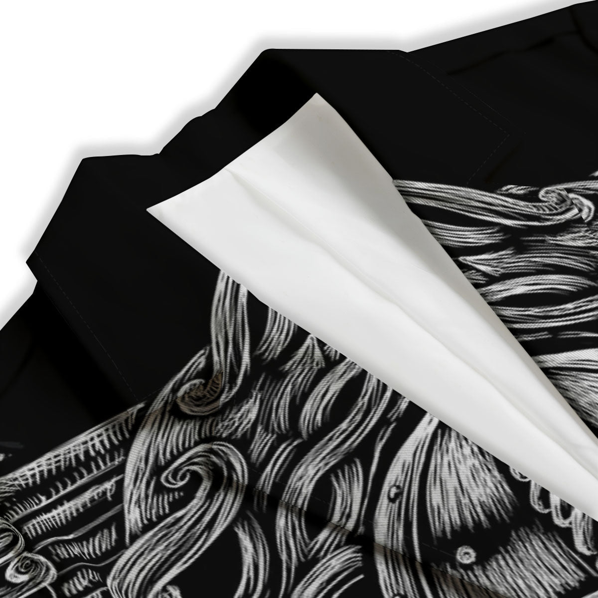 Odin With Wolfs White And Black Print Women's Blazer-grizzshop