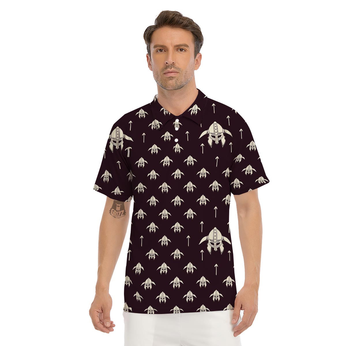Odin's Mask Viking Men's Golf Shirts-grizzshop
