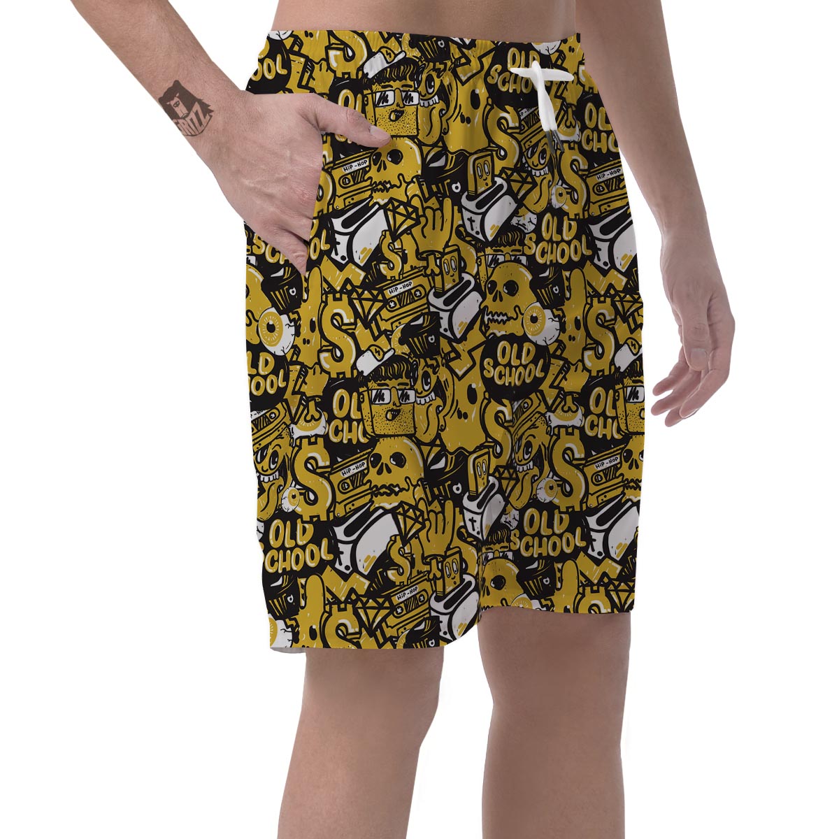 Old School HipHop Print Men's Shorts-grizzshop