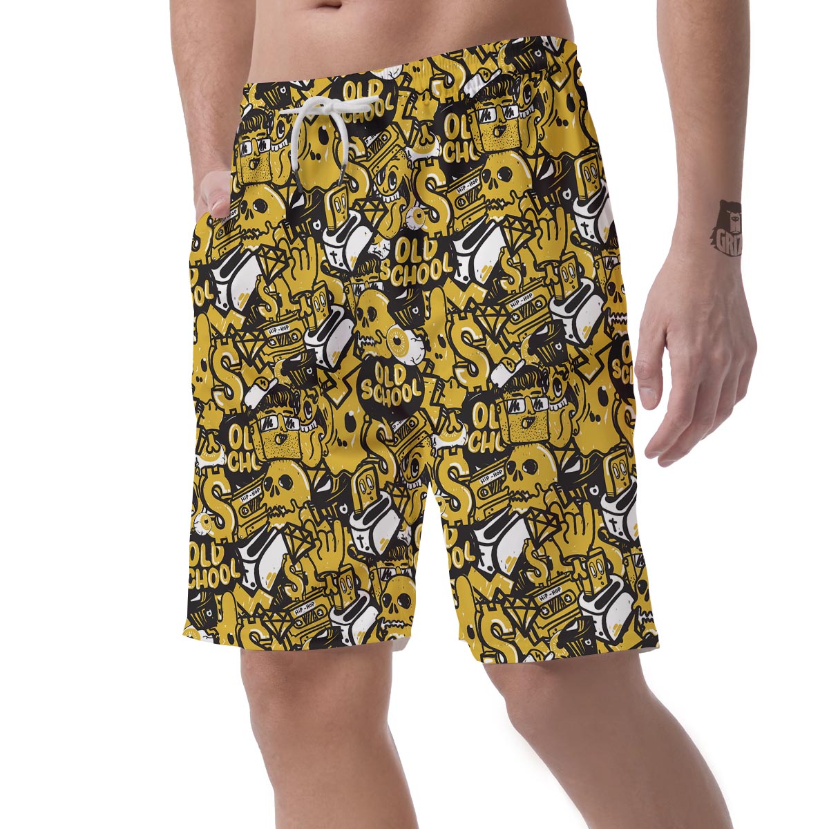 Old School HipHop Print Men's Shorts-grizzshop