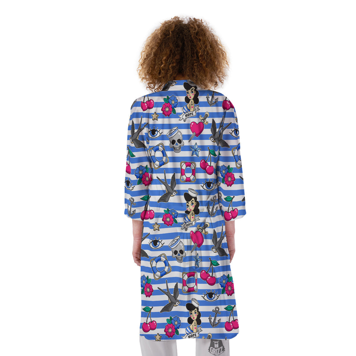 Old School Sailor Striped Print Pattern Kimono-grizzshop