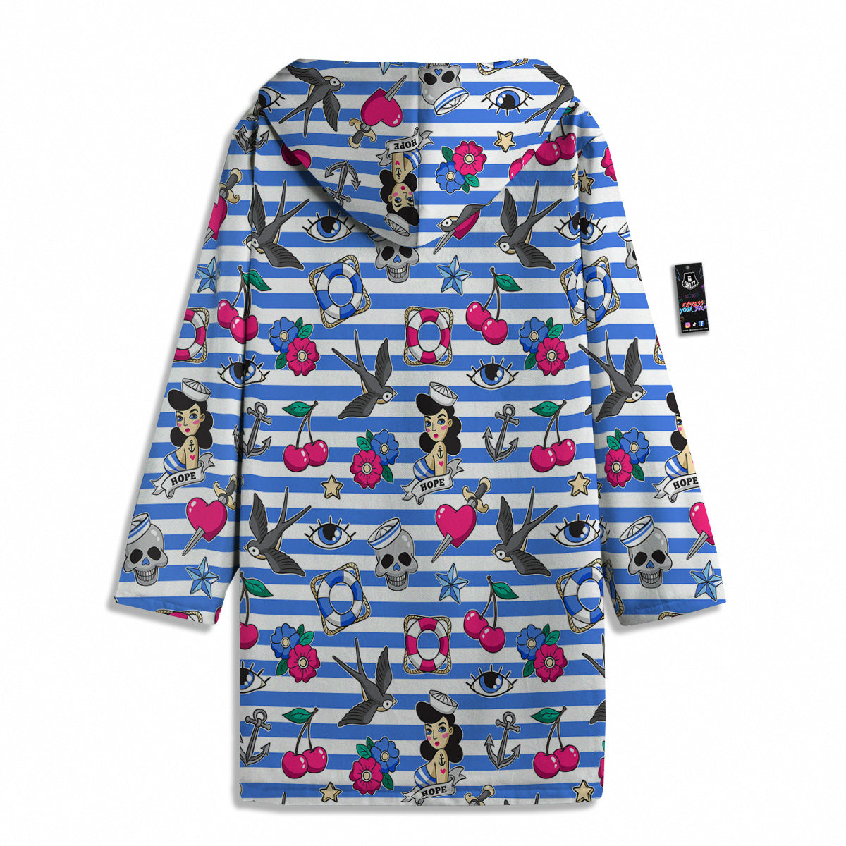 Old School Sailor Striped Print Pattern Men's Windbreaker Jacket-grizzshop