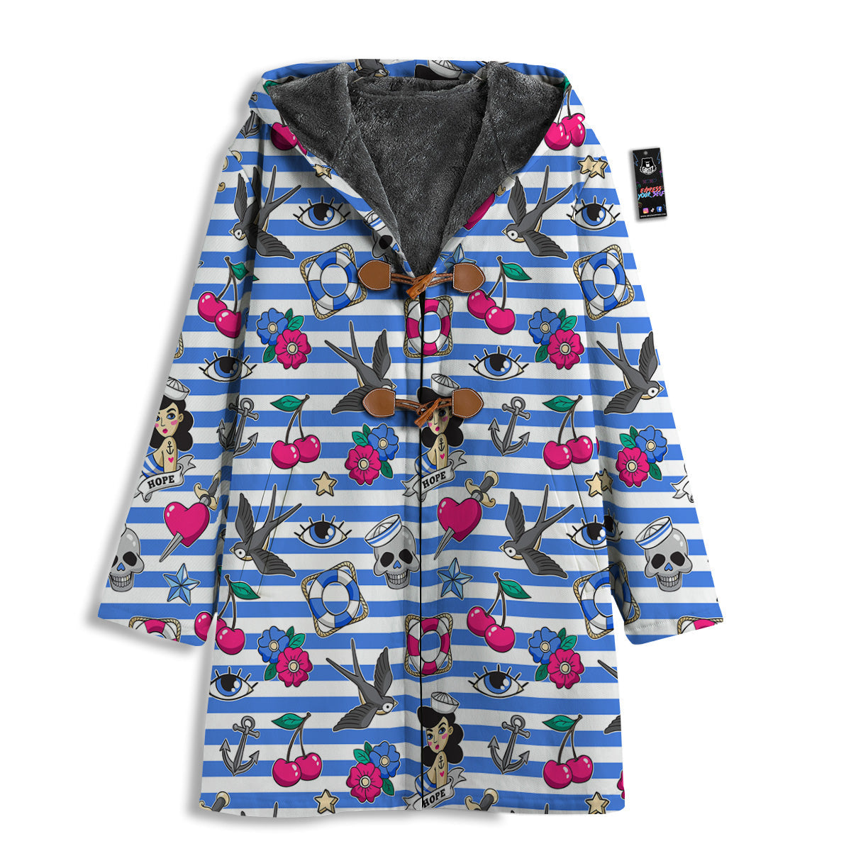 Old School Sailor Striped Print Pattern Men's Windbreaker Jacket-grizzshop