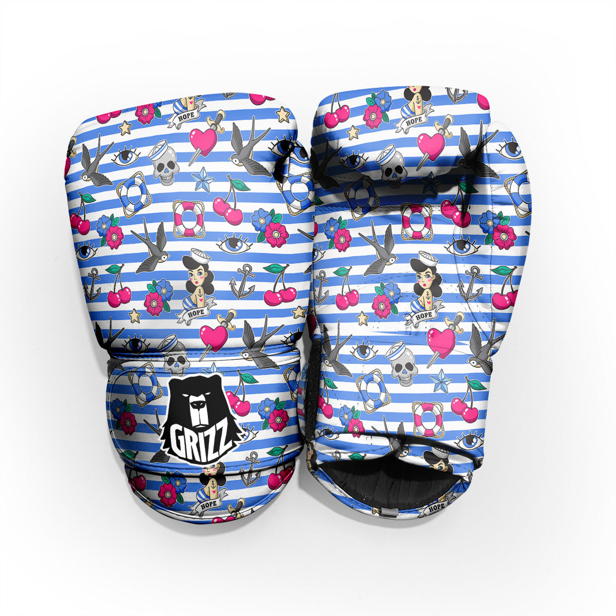 Old School Sailor Striped Print Pattern Pro Boxing Glove