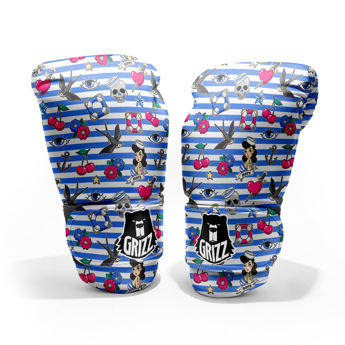 Old School Sailor Striped Print Pattern Pro Boxing Glove