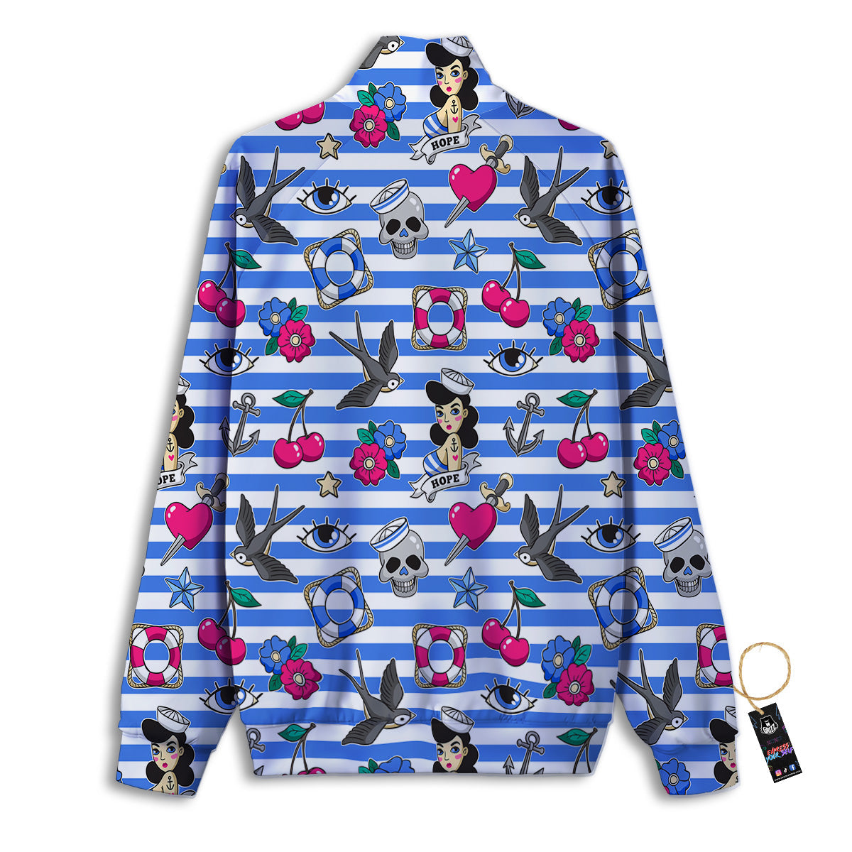 Old School Sailor Striped Print Pattern Track Jacket-grizzshop