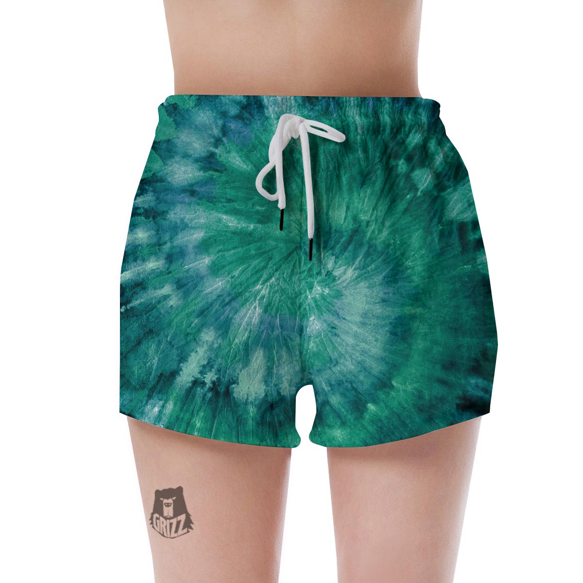 Olive Green Tie Dye Women's Shorts-grizzshop