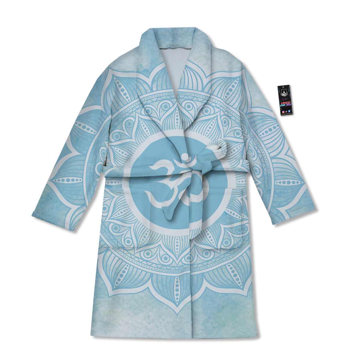 Om Mandala Blue Print Bathrobe-grizzshop
