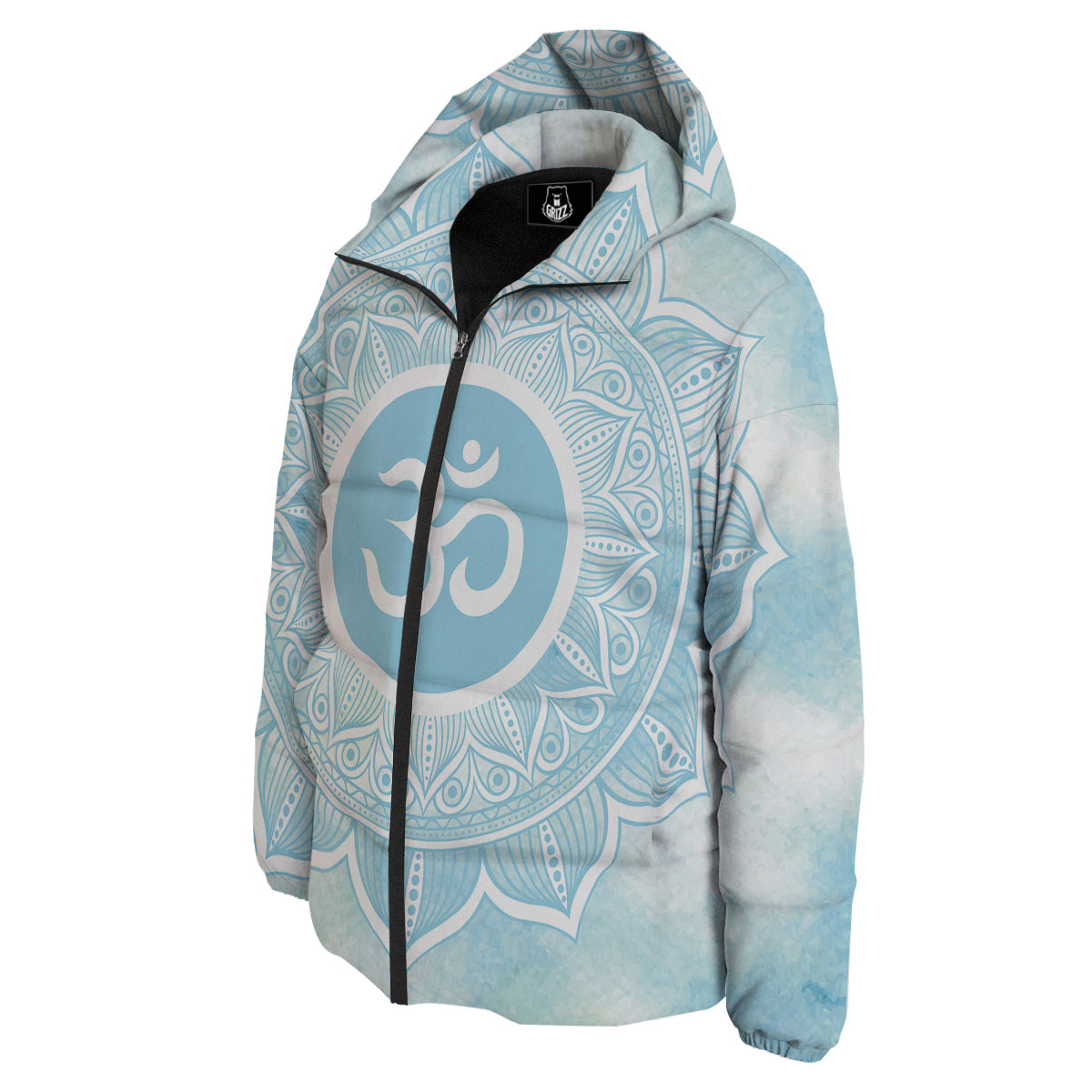 Om Mandala Blue Print Down Jacket-grizzshop