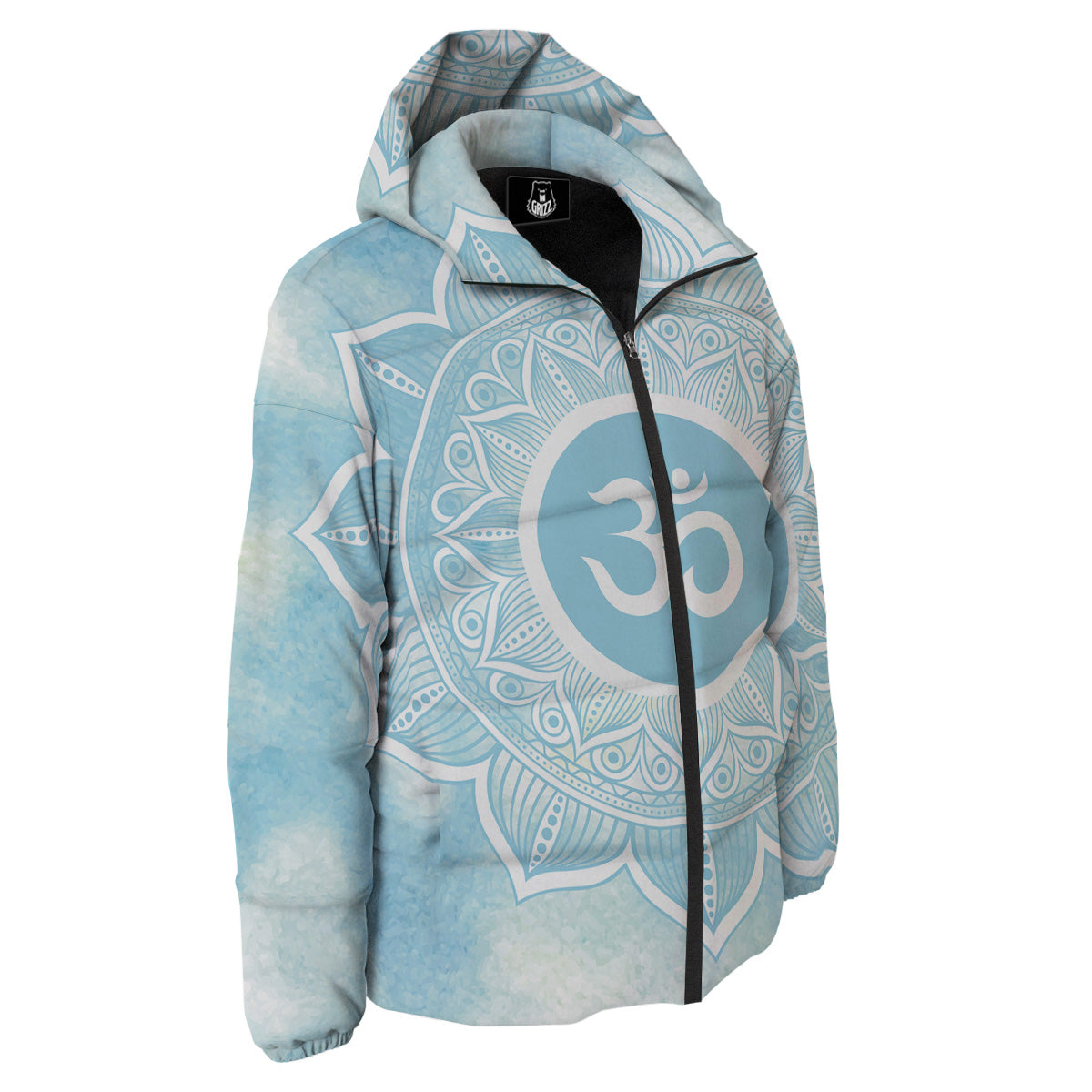 Om Mandala Blue Print Down Jacket-grizzshop