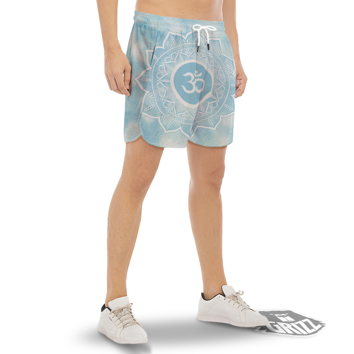 Om Mandala Blue Print Men's Gym Shorts-grizzshop