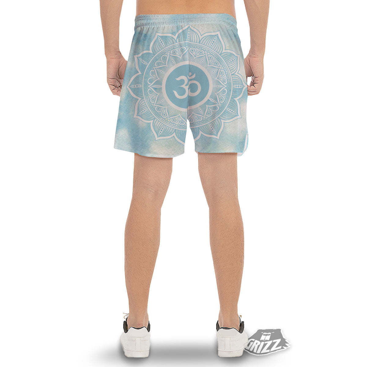 Om Mandala Blue Print Men's Gym Shorts-grizzshop