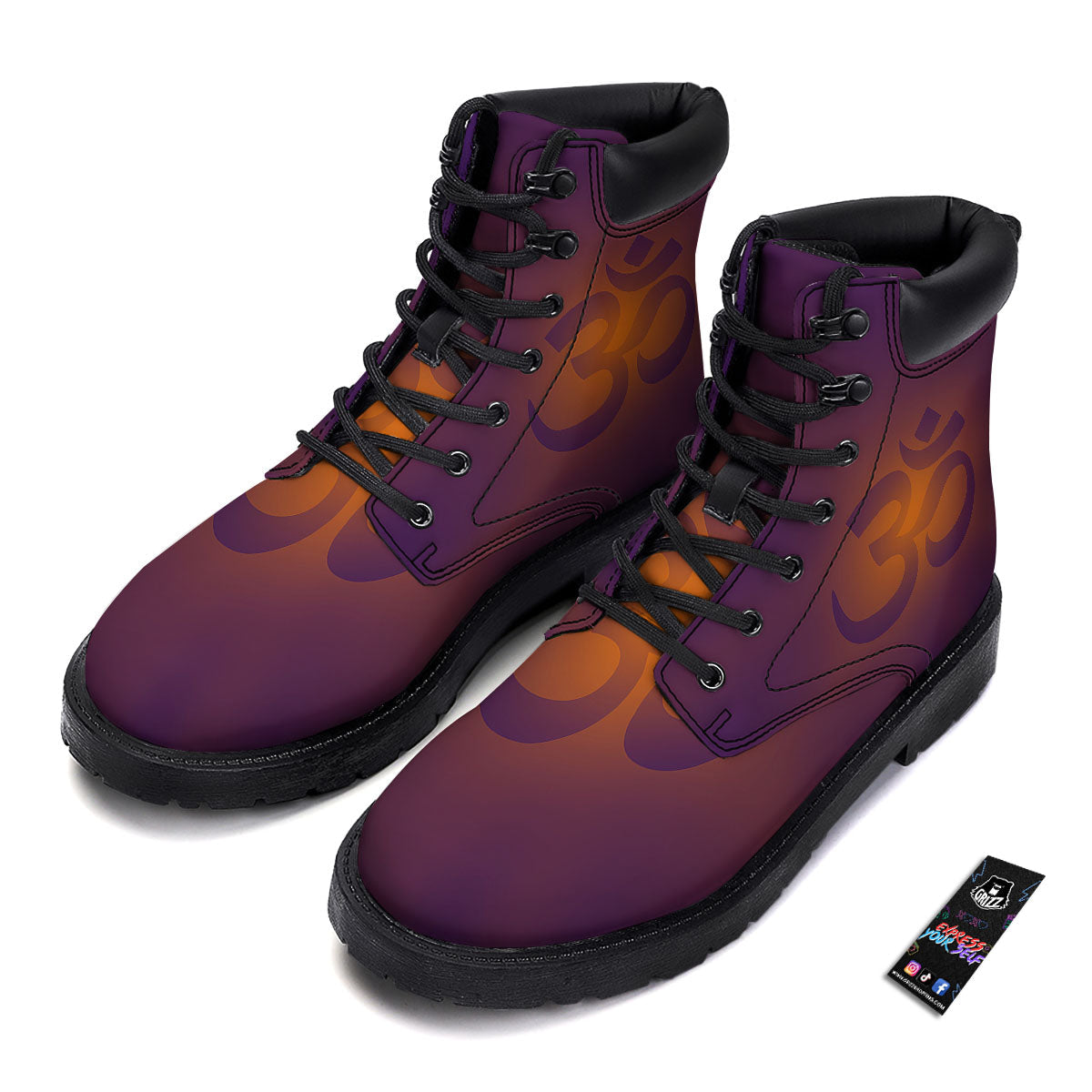 Om Mantra Print Boots-grizzshop