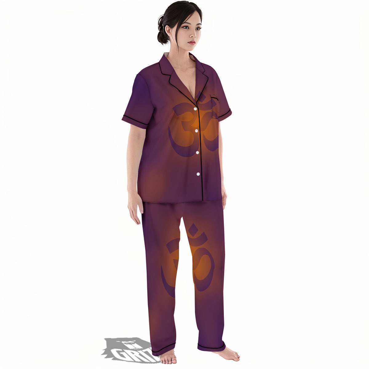 Om Mantra Print Women's Pajamas Set-grizzshop