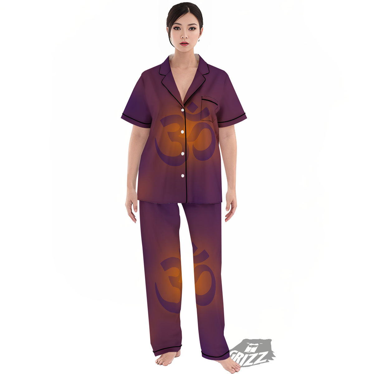 Om Mantra Print Women's Pajamas Set-grizzshop