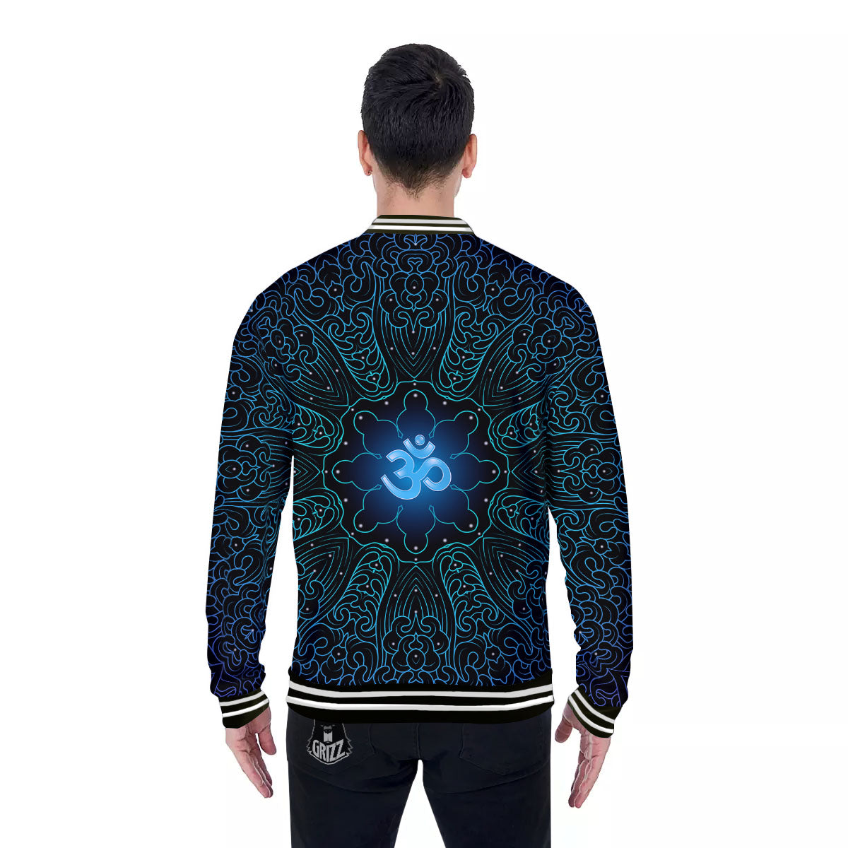 Om Psychedelic Print Baseball Jacket-grizzshop