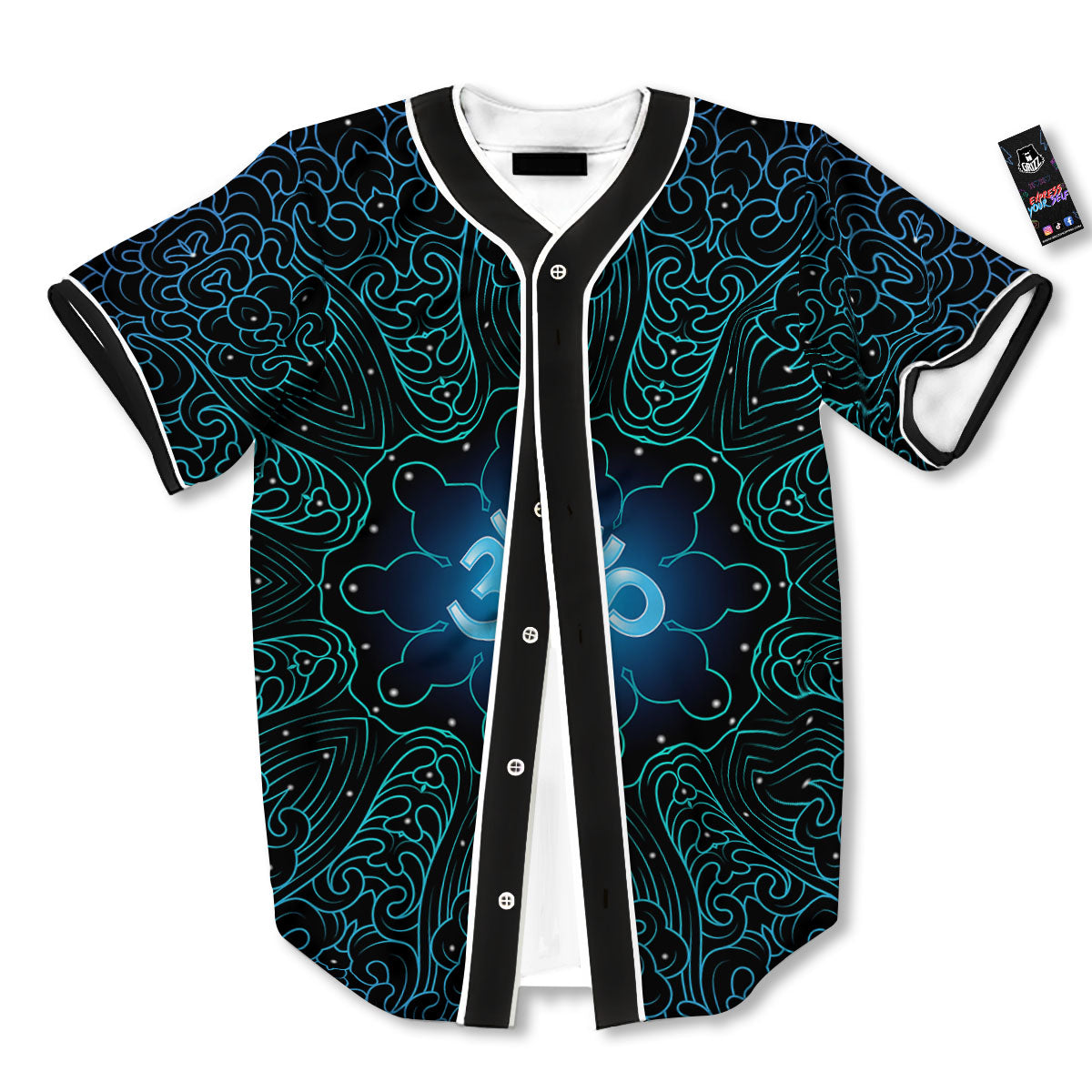 Om Psychedelic Print Baseball Jersey-grizzshop