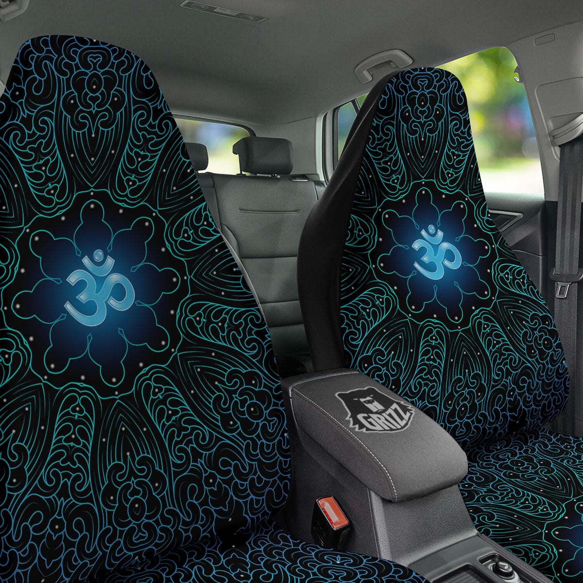 Om Psychedelic Print Car Seat Covers-grizzshop