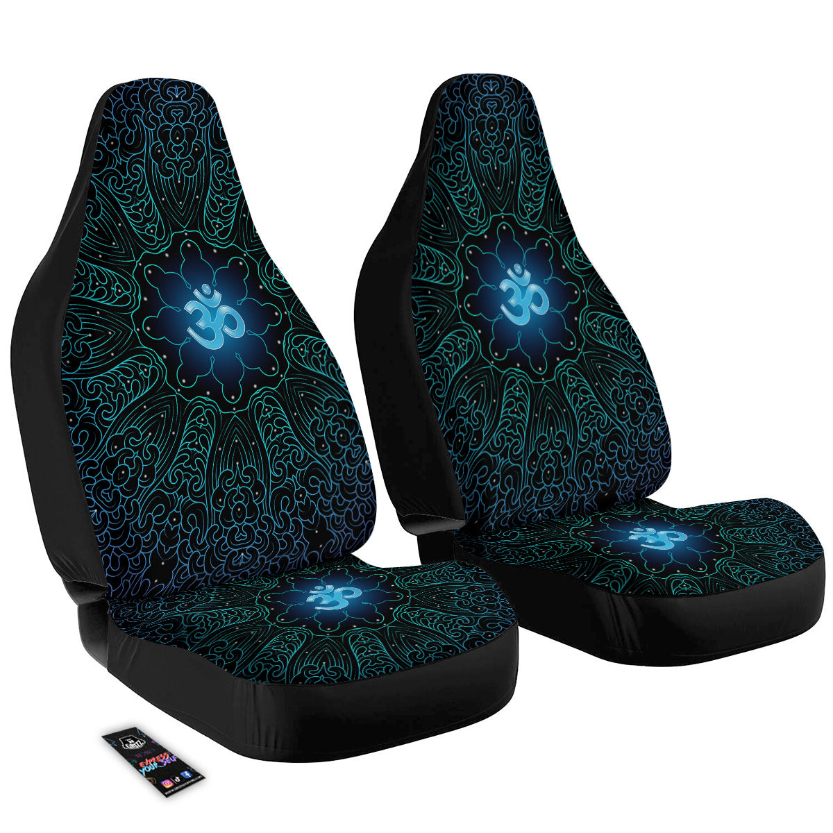 Om Psychedelic Print Car Seat Covers-grizzshop