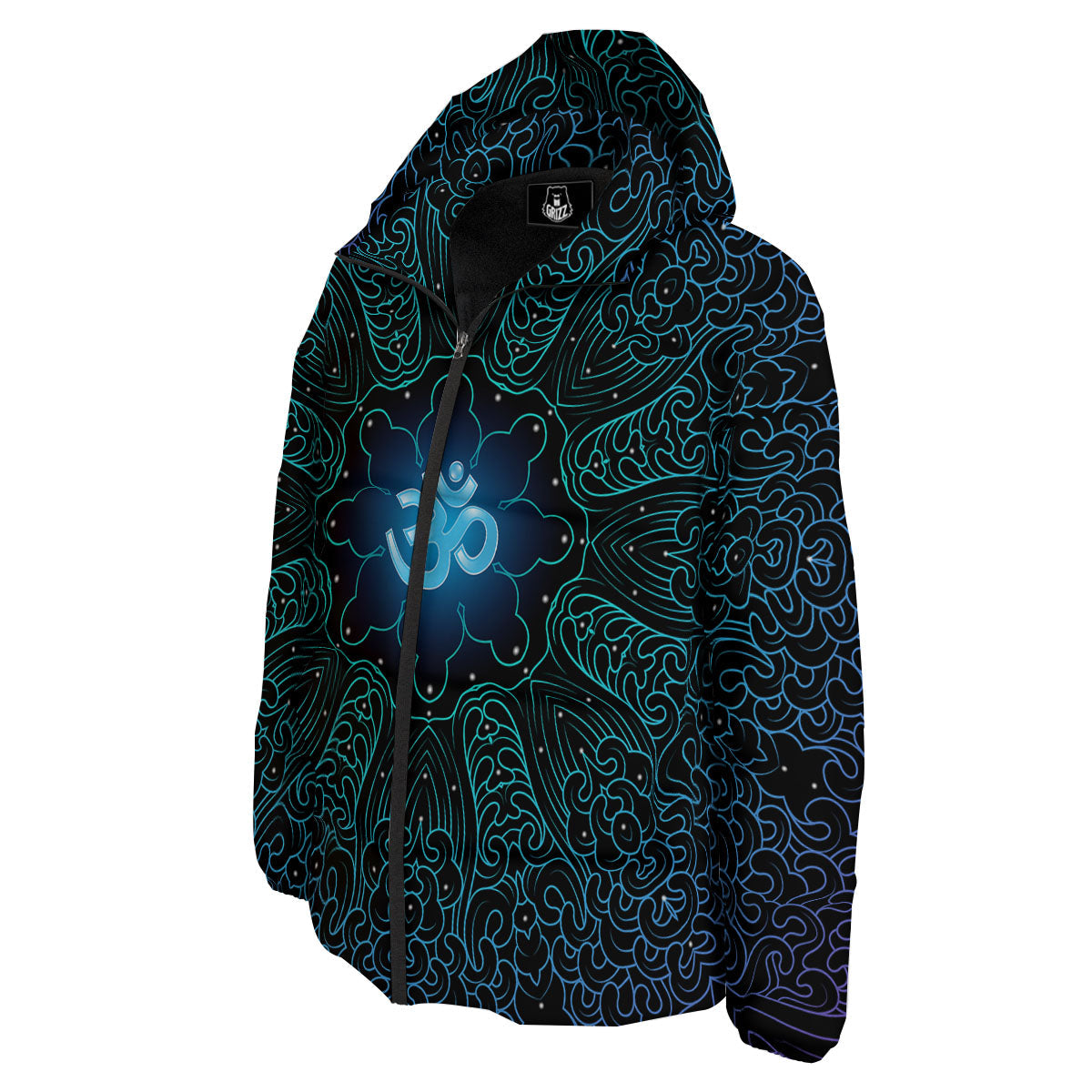Om Psychedelic Print Down Jacket-grizzshop