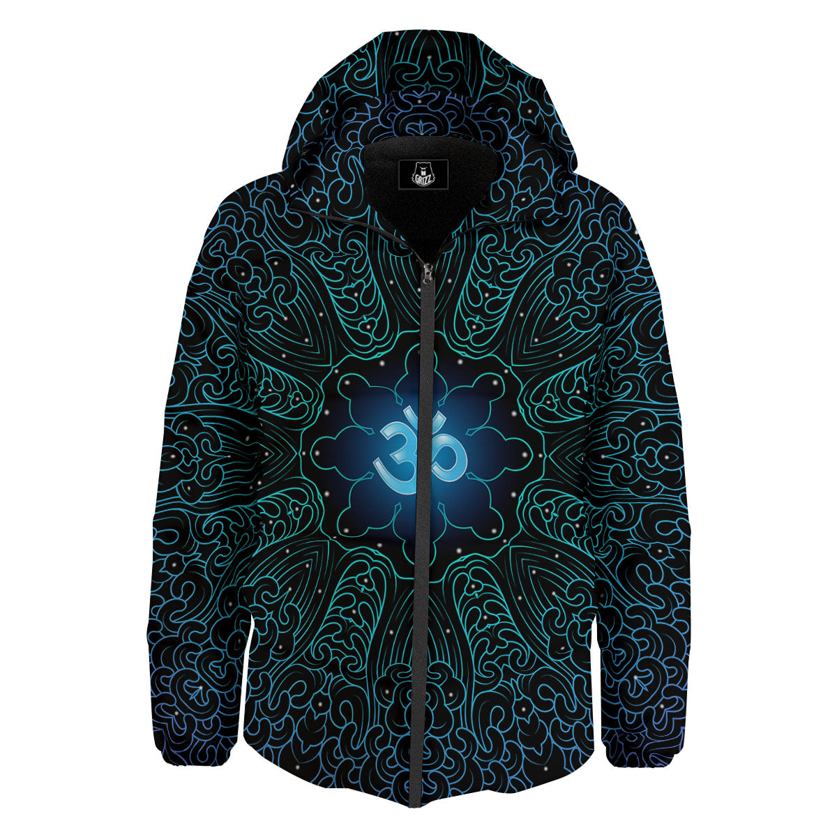 Om Psychedelic Print Down Jacket-grizzshop