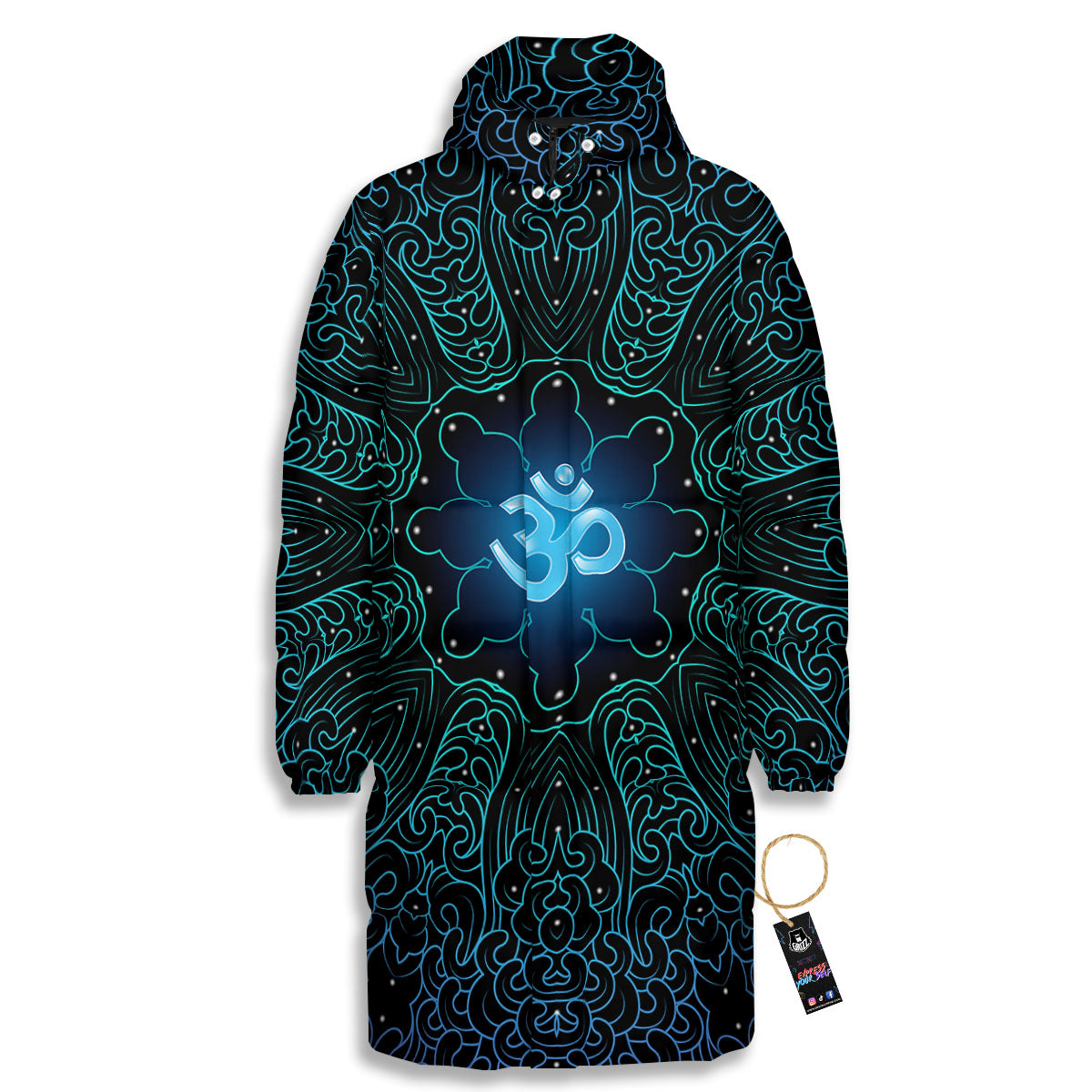 Om Psychedelic Print Long Down Jacket-grizzshop