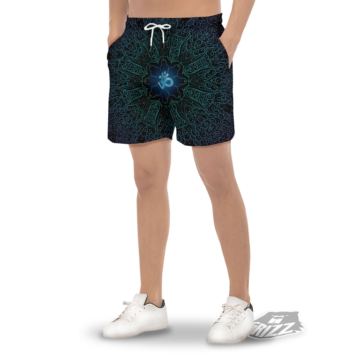 Om Psychedelic Print Men's Gym Shorts-grizzshop