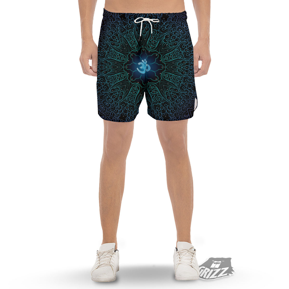 Om Psychedelic Print Men's Gym Shorts-grizzshop