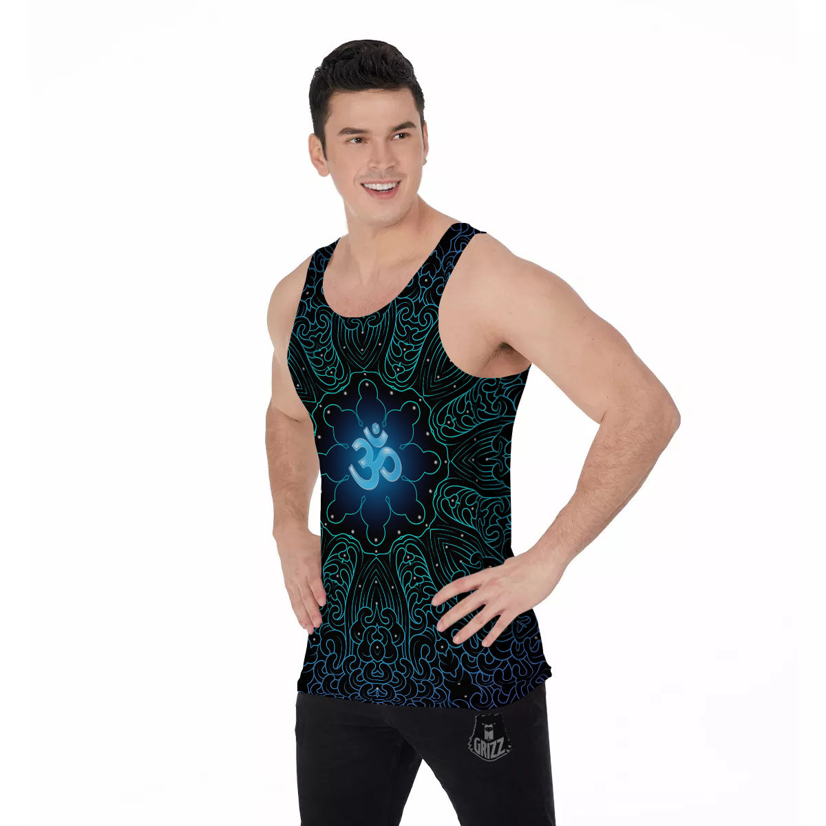 Om Psychedelic Print Men's Tank Top-grizzshop